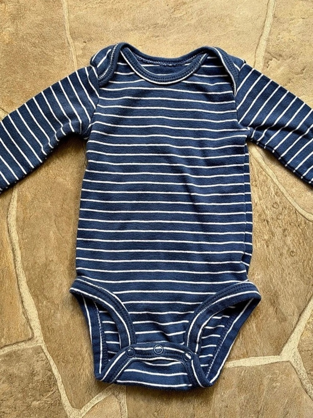 carter's Long-Sleeve Striped Bodysuit Blue & White Baby 3M